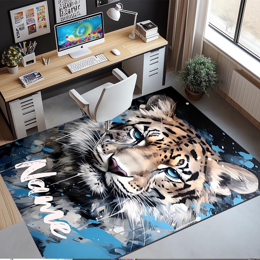 Custom Name Tiger Printed Carpet,Rug for Office Chair Living Room Bedroom Kitchen Room Decor Gifts.