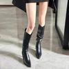 Over-the-knee Boots Women Fashion Pointed Toe Black Side Zipper Thin High Heels Female Shiny Pleated High Heel Botas 2025