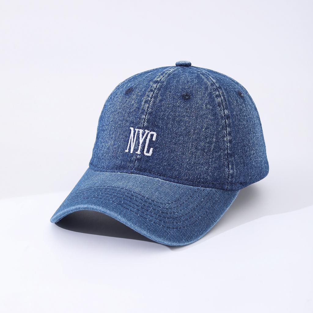 Korean-style fashionable embroidered faded letter baseball cap, classic beveled brim hat, casual and versatile fedora hat