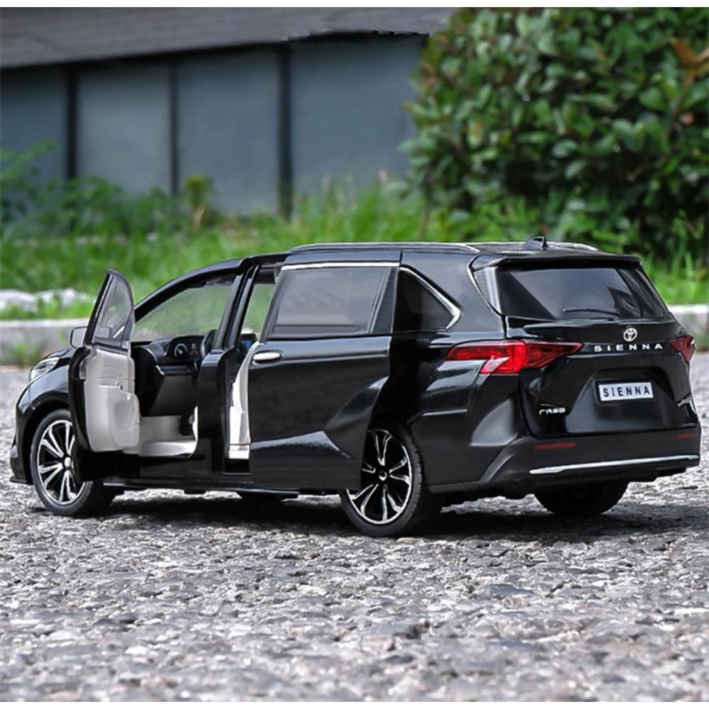 1/24 TOYOTA Sienna MPV Alloy Car Model Diecast Metal Vehicles Car Model High Simulation Sound and Light Collection Kids Toy Gift