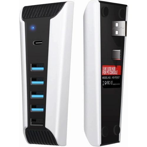 

AQIDAP 5-портовый USB-концентратор для PS5 USB-концентратор быстрого расширения зарядное устройство USB-удлинитель совместим с игровой консолью PlayStation 5, 4 USB, 1 USB-порт для зарядки, 1 Ty
