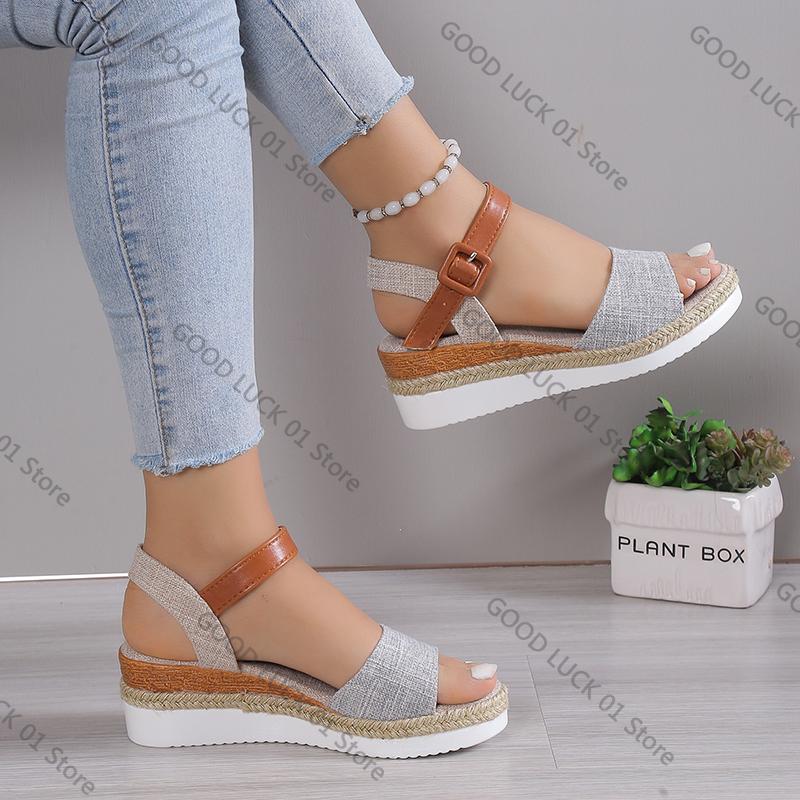 Fashion 2025 Fashion Sandals Summer Shoes Women Wedge Shoes Woman Party Women's Sandals Soft Retro Footwear Female Heeled Sandals