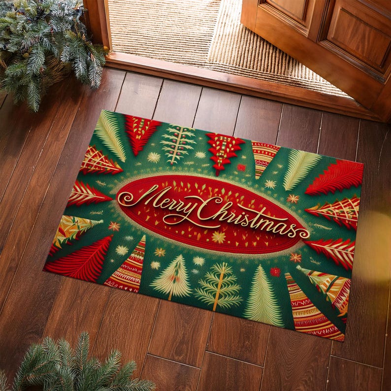 

Christmas Tree Snowman Doormat, 2026 Xmas Rug for Living Room Entryway Holiday Decor, Merry Christmas Gift 40x60cm