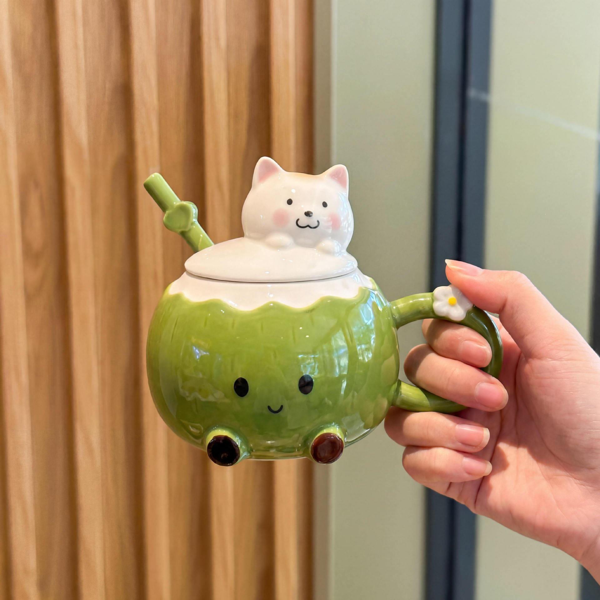 

Cute Ceramic Coconut Water Mug - Perfect Birthday Gift for Girls & Best Friends