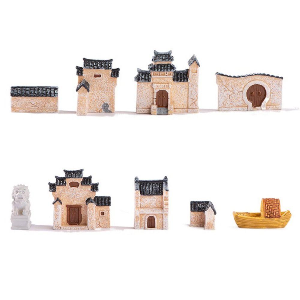 Retor Mini Old City Gate Chinese Style Bonsai Landscaping Mini Resin House  Micro Landscape