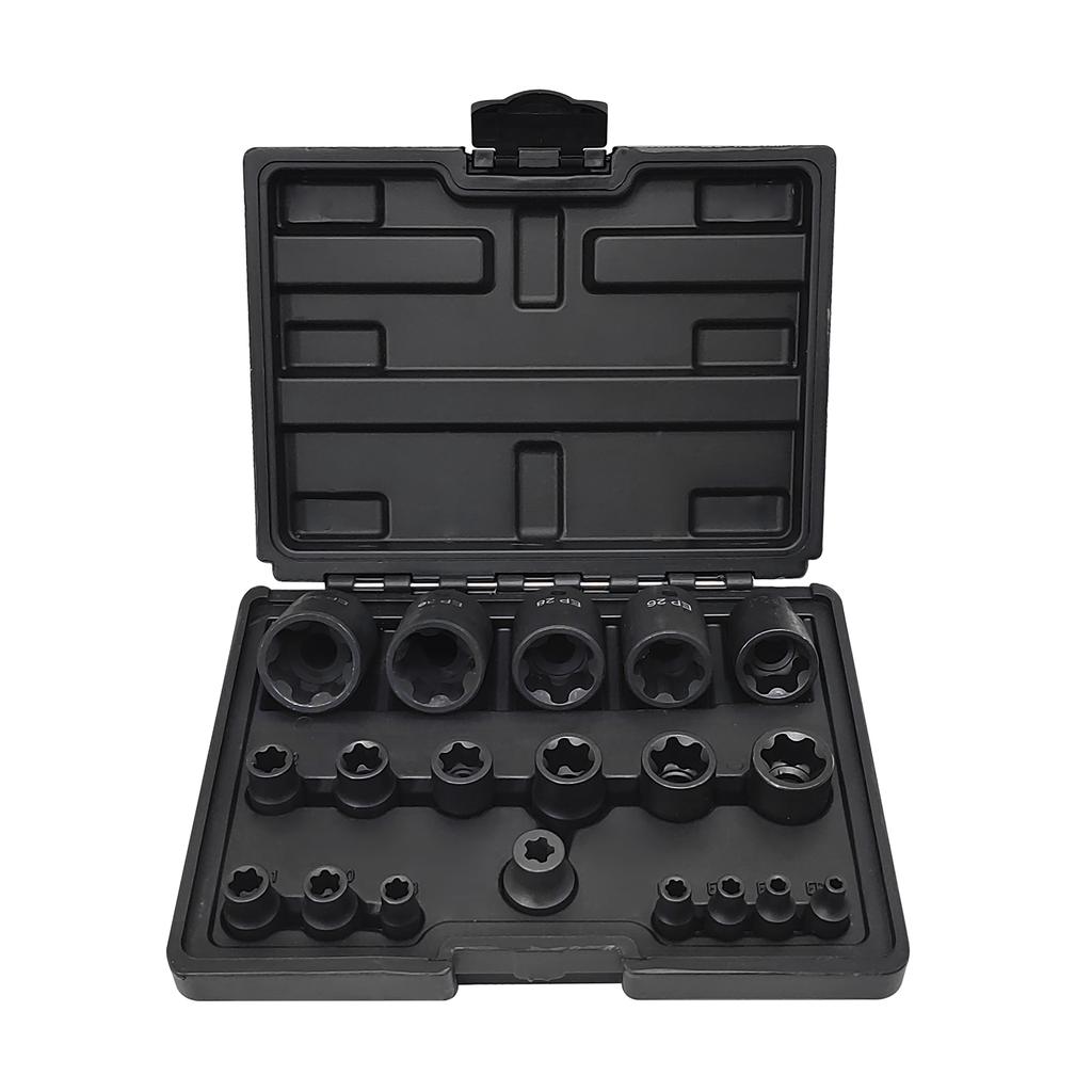 EP Socket Sets 19 PCS CR V 1 4in 3 8in 1 2in Drive Female External Torx Star Socket Set EP4 EP32