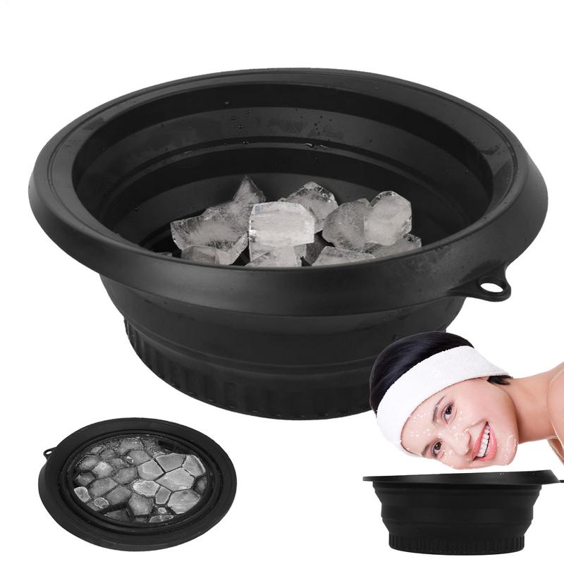 Face Ice Bath Bowl Ice Cooling Foldable Silicone Wash Basin with BuiltIn Ice Tray Bathroom Accessories Washing Basin Soothe Skin
