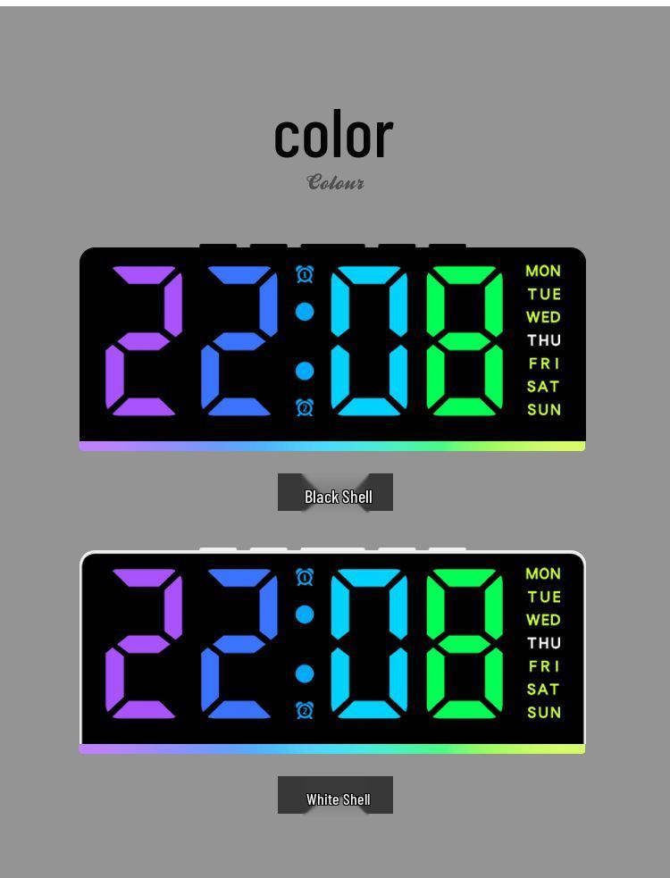 RGB Multi-functional Night Light Desk Clock with Alarm - Model GH0739R