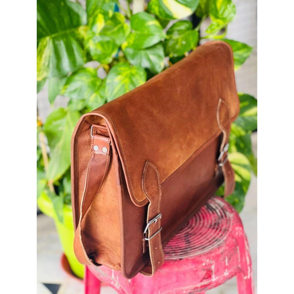 Real Pro Leather Vintage Brown Messenger Laptop Briefcase & Shoulder Bag