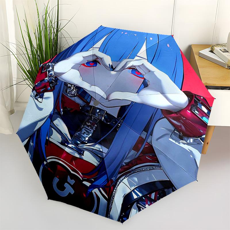 

1pc Outdoor Umbrella with Anime Character Design - Automatic Opening/Closing Umbrella with Portable Tri-Fold Design, 8-Rib Iron Frame, Perfect Gi