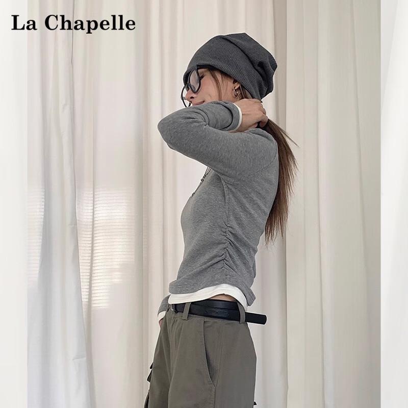 La Chapelle Women's Faux Two-Piece Long Sleeve Base Shirt