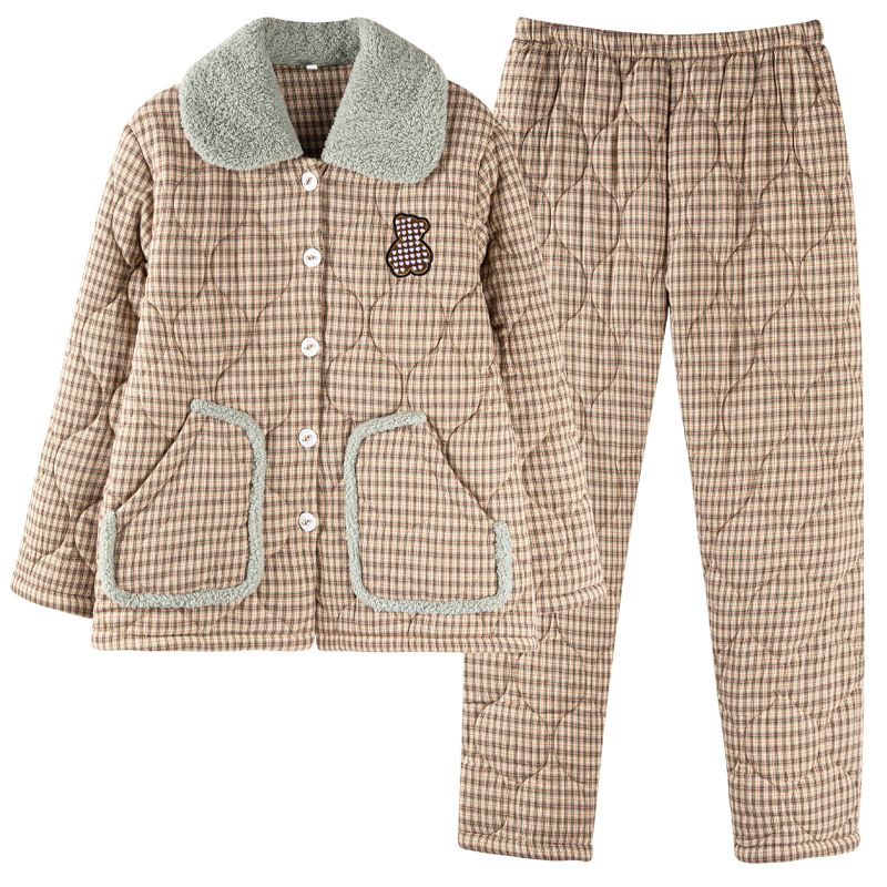 Нові жіночі піжами осінь-зима Теплий одяг з бавовняною підкладкою Тришаровий бавовняний одяг для сну Великий розмір Домашній одяг