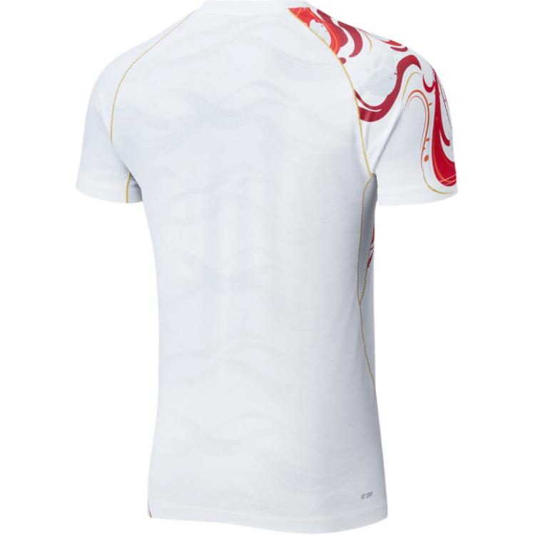 Li Ning Badminton Competition Series Quick-Dry Training Stand Collar Pullover Short Sleeve Badminton Shirt Women Tops White AAYU230-2