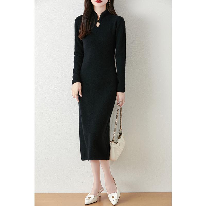 Women's Cashmere Dress Qinghe Cashmere 30% Cashmere 70% Wool Autumn and Winter Cashmere Skirt Soft and Warm