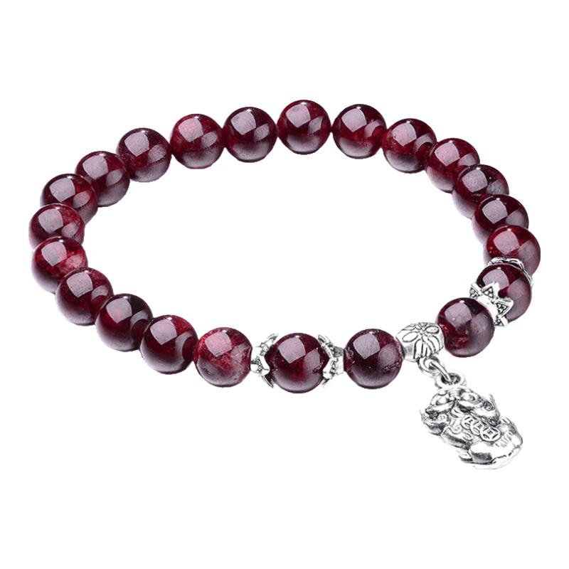 Natural Garnet Lucky Bead Bracelet