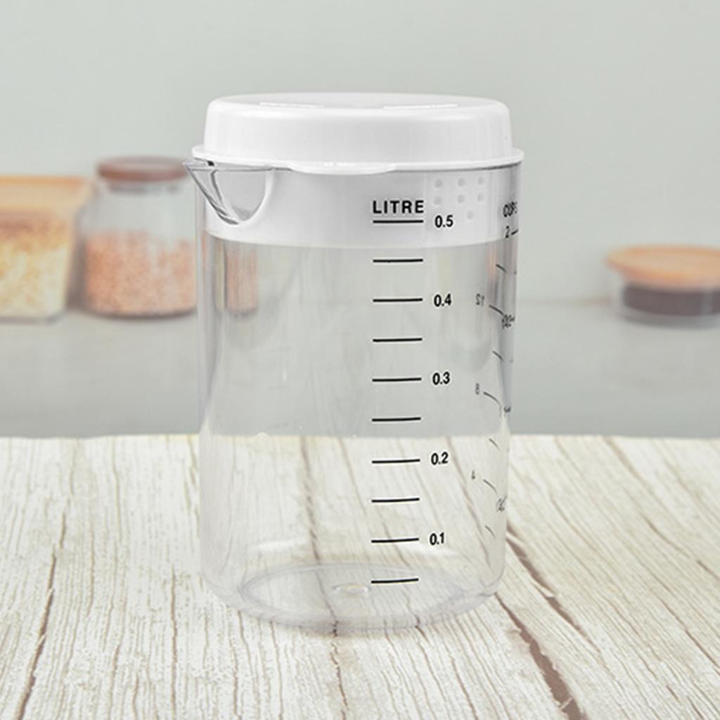 Plastic Measuring Cup with Lid V-shaped Spout Mixing Pitcher Easy to Pour
