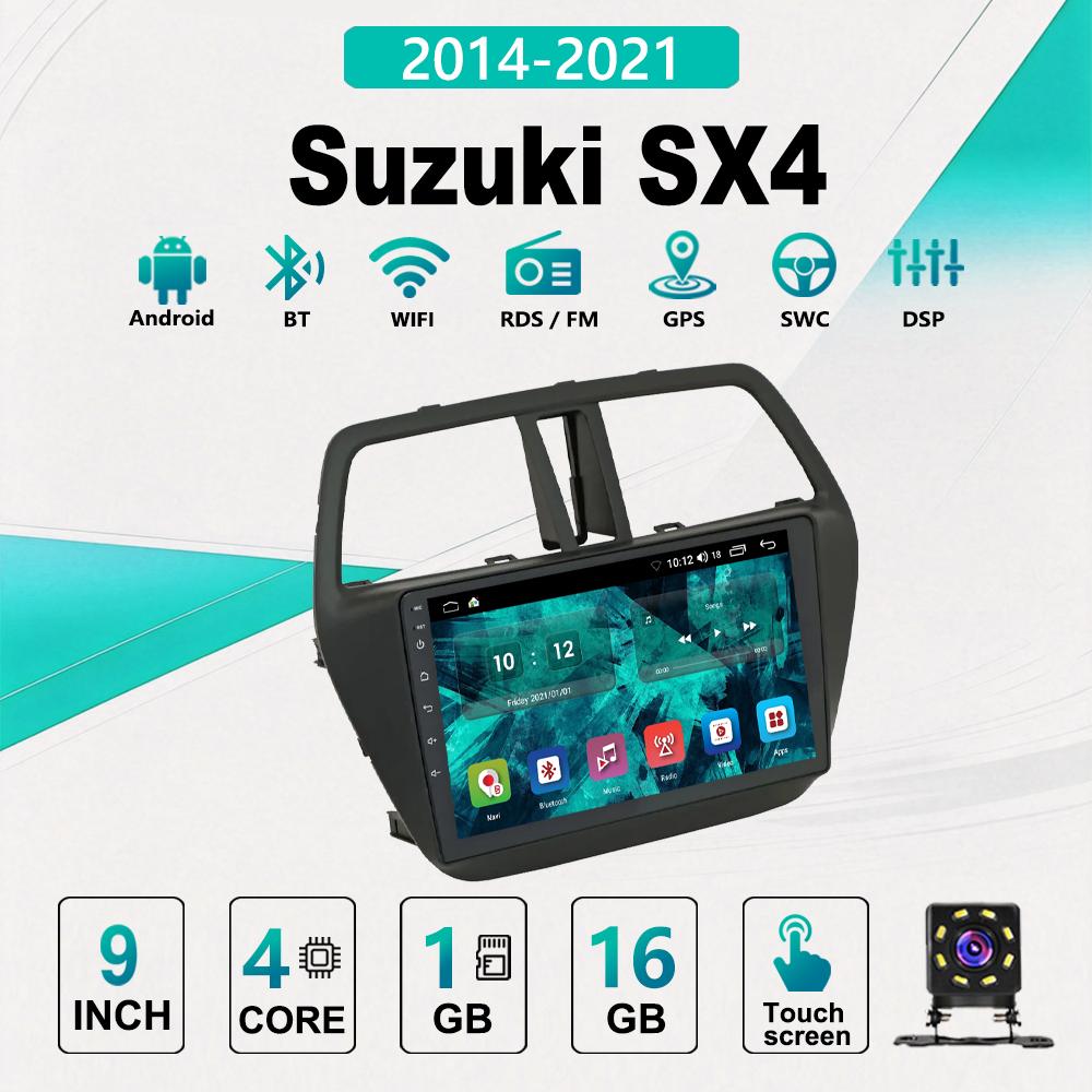 2Din Android Car-Play Car Radio,Suzuki SX4 2014-2021,Multimedia Player Head Unit Stereo GPS Navigation BT WIFI,1+16GB