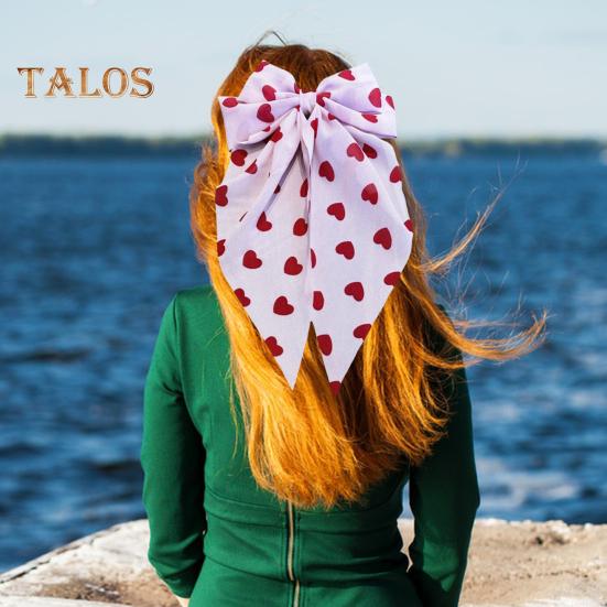 Women Hairpin Bow Shape Ribbon Heart-Shaped Pattern Hair Clip Spring Clip Back Head Hair Accessories Wedding Gift