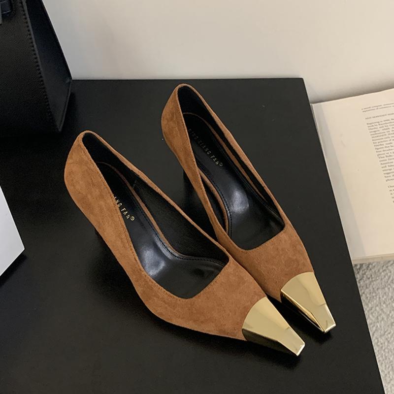 Fashion SUOJIALUN Brand Women Pumps Shoes Fashion Mix Color Ladies Elegant Boat Shoes Pointed Toe Shallow Slip On Thin High Heel Single