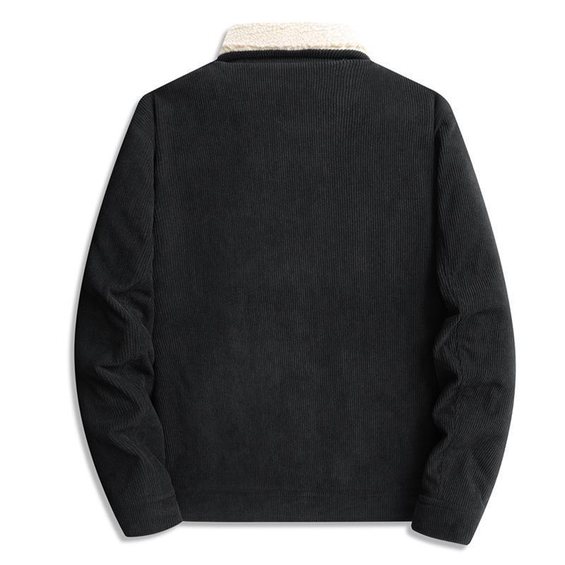 L-9XL Men's Corduroy Fleece-Lined Jacket - Thick, Warm Lambswool, Plus Size, Autumn/Winter Casual Style
