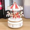 Wooden Carousel Music Box Wooden Decorative Toy Desktop Musical Box Gifts for Christmas Birthday Valentine's Day (Red)