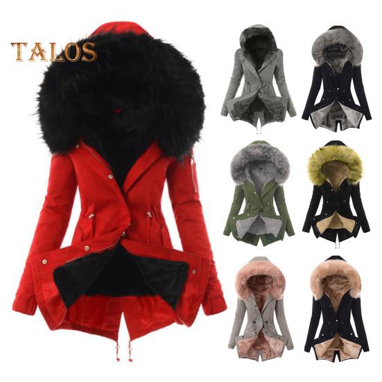 Zimní péřový kabát Polstrovaný s chlupatou kapucí a kapsami Zapínání na zip Parka Větruodolná Udržování tepla Denní svrchní bunda za chladného počasí