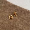 Silver Needle Explosive Tiger's Eye Stone Pendant Earrings Maillard Retro Temperament Versatile Earrings Light Luxury Premium Earrings Women