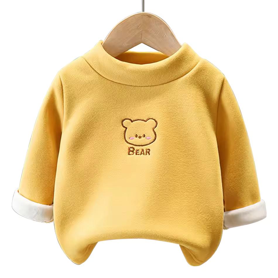 Unisex Fleece-Lined Animal Sweatshirt Base Layer Warm Cozy Children's Outerwear for Autumn Winter Girls Cute Animal Print Tops
