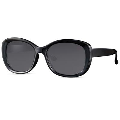 Lunettes de soleil classiques noires foncées pour femmes, design ovale L5539