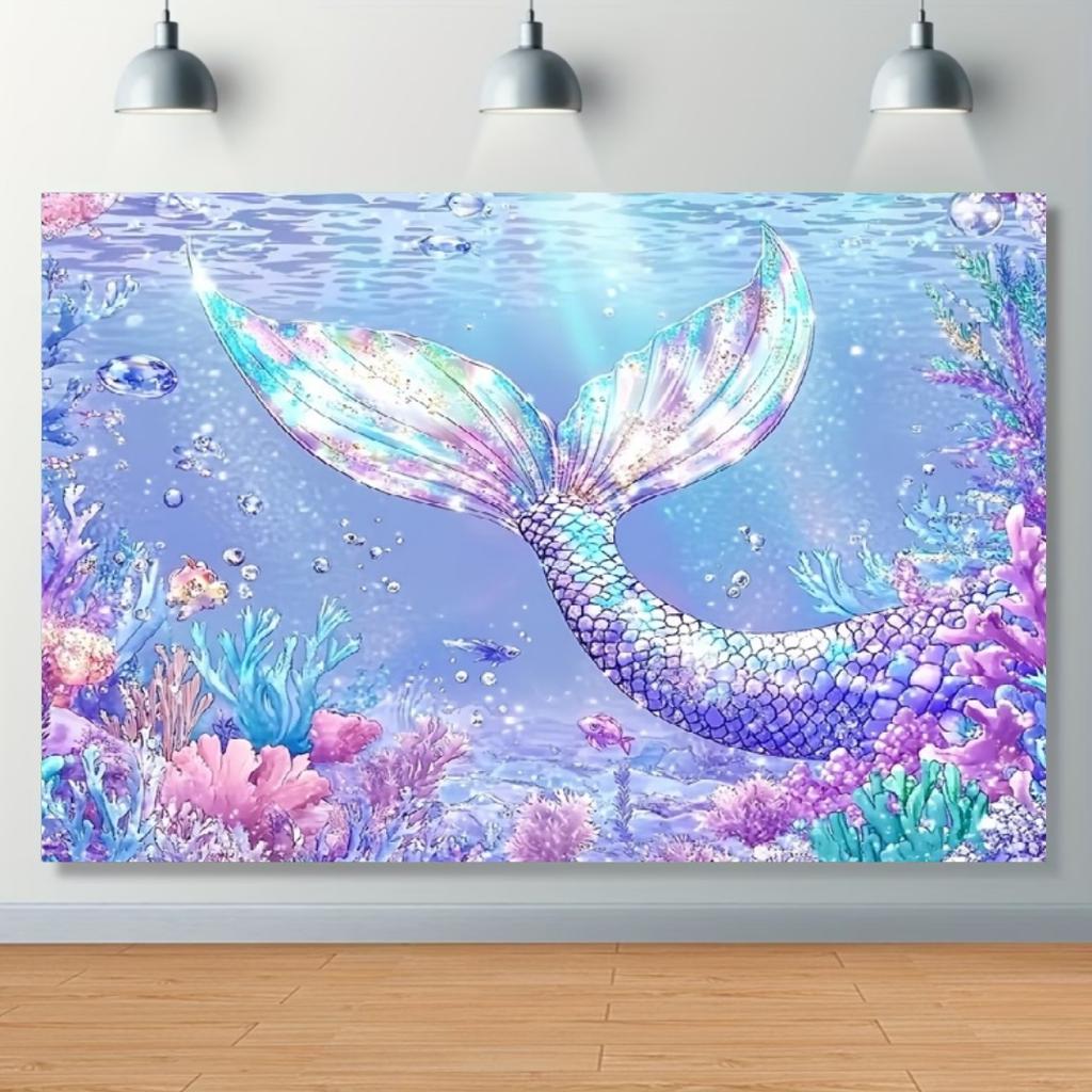 Mermaid Backdrop Girls Princess Birthday Party Decoration Background Under The Sea Photography Supplies Kids Baby Shower Banner