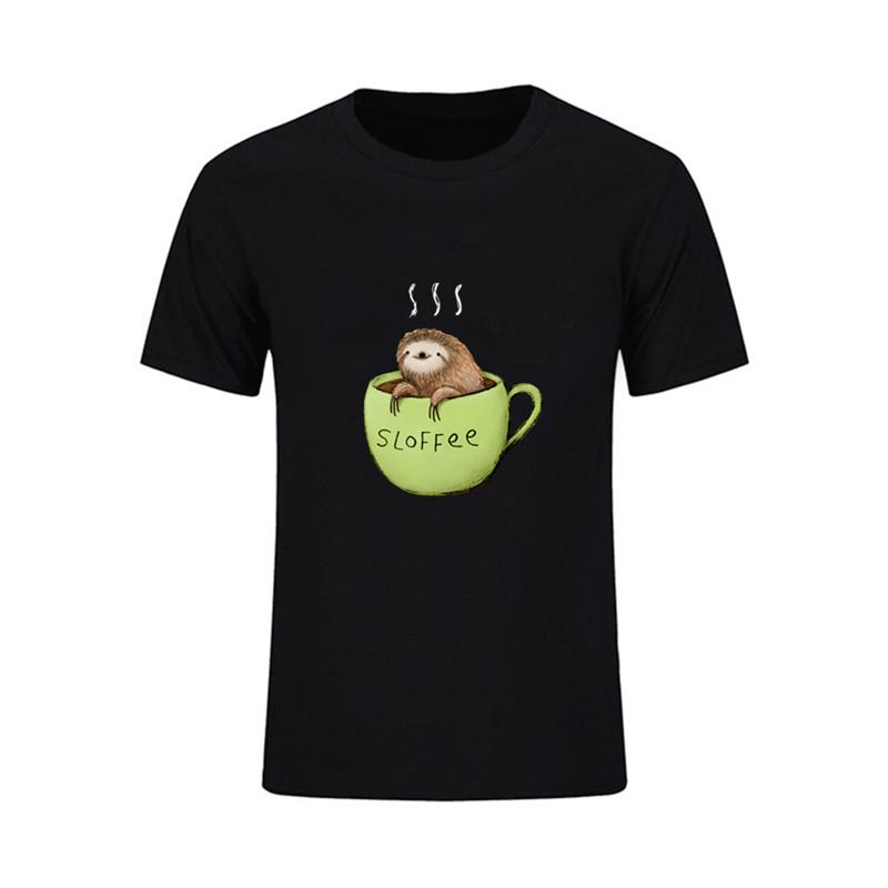 Harajuku Keep Calm And Live Slow Print T Shirt Men Sloth Design Tee T Shirt 4XL