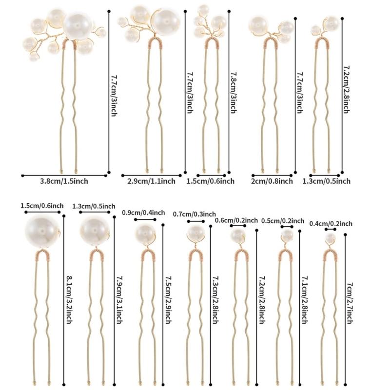 Set von 12 Perlen Haarspangen Styling-Accessoires U-Form Design Sicherer Halt Haarspange für Hochzeit Braut Hochsteckfrisuren Hochsteckfrisuren Formen