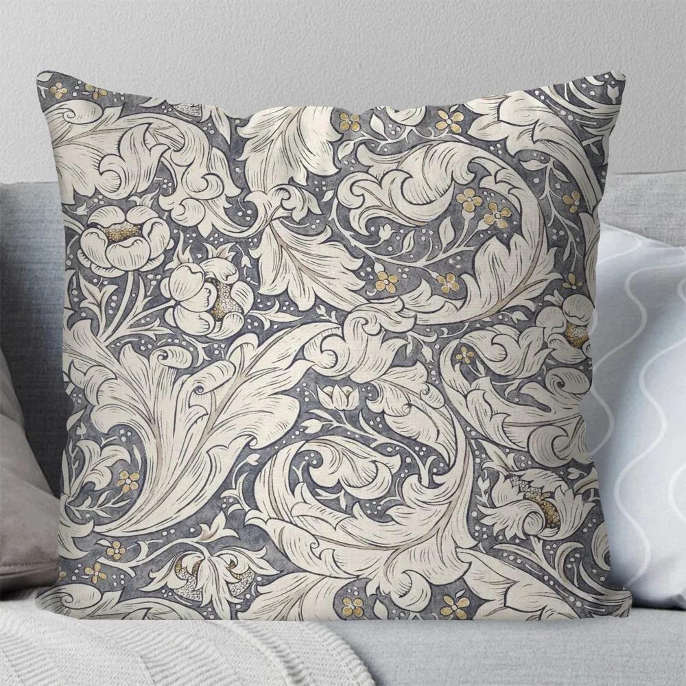 Vintage Floral Cushion Cover William Morris Style Botanical Throw Pillow Case For Sofa Living Room Bedroom Home Decor 40X40Cm