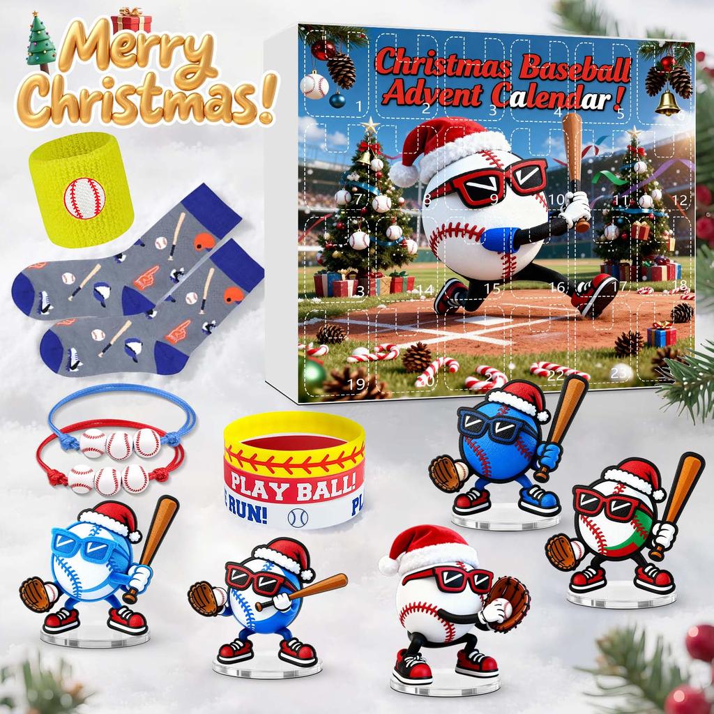 23d Weihnachts-Adventskalender, Baseball-Spielzeug für Kinder und Jugendliche, Überraschungs-Geschenkboxen für Jungen, Mädchen und Jugendliche, Baseball-Zubehör und Dekorationen