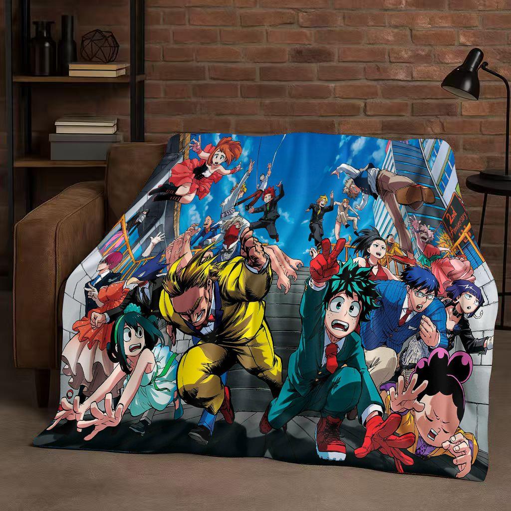 HD Anime My Hero Academia Bakugou Deku Cartoon Flannel Blanket,Ultra Soft Warm Plush Throw for Home Bedroom Bed Sofa Cover Kids