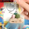 2D Flat Acrylic Keychain Knitted Yarn Ball Pattern Playful Key Ring Perfect Gift for Car Home Keys
