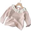 Korean Style Floral Ruffle Collar Long Sleeve Toddler Girls' T-Shirt