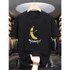 T-shirt per bambini con stampa di pollo cartone animato e banana, girocollo, manica corta, casual, sportiva, alla moda, abbigliamento per ragazzi e ragazze, top