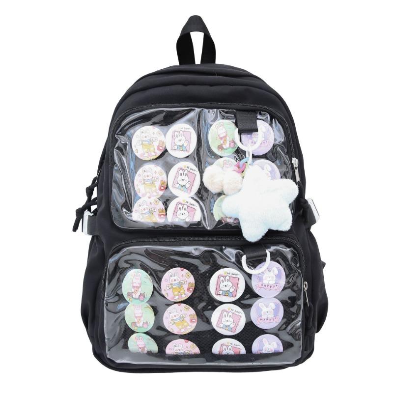 Large Capacity Transparent Backpack College Style Primary and Secondary School Students DIY Decorative High Value Backpack