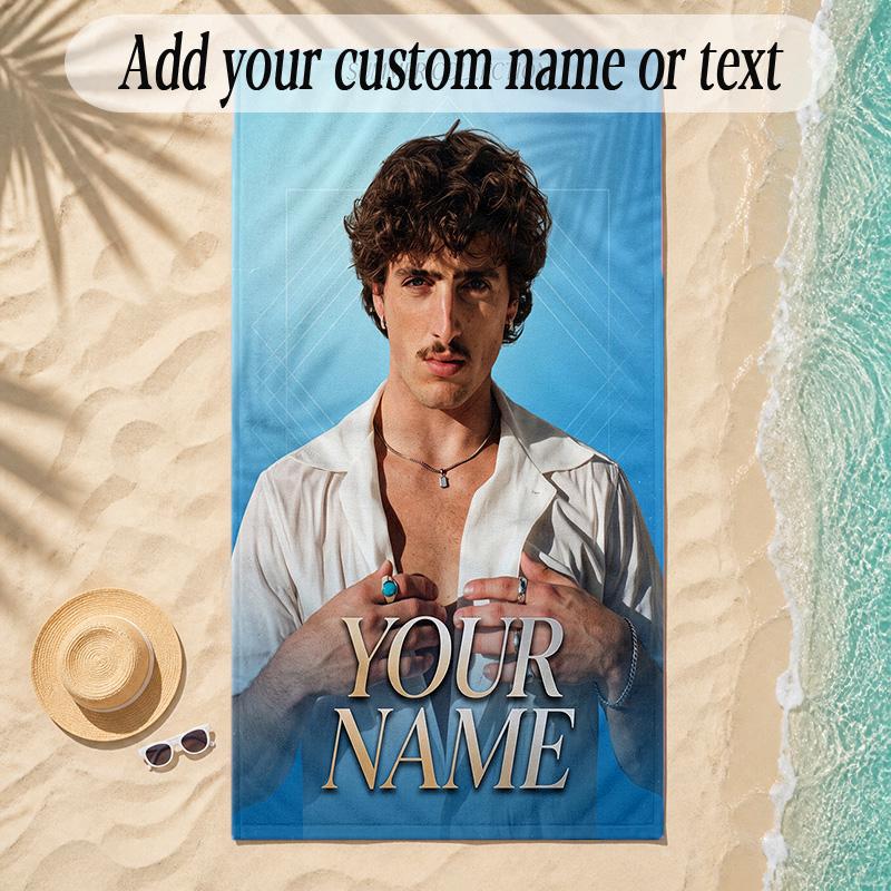 Beach TowelBenson Boone Custom Name Text Personalized Soft Towel for Beach Pool Indoor Home Decor Gift