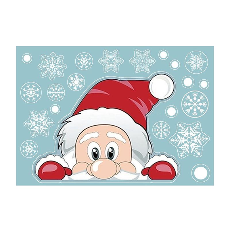 Christmas Window Glass Decal Santa Claus Snowflake Wall Stickers For Kids Rooms New Year Decorations Christmas Ornaments