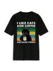 Wounisex Casual Clothing Harajuku Breathable Tshirt Hip Hop Tees I Like Cats And Coffee Funny Printed T-Shirt For