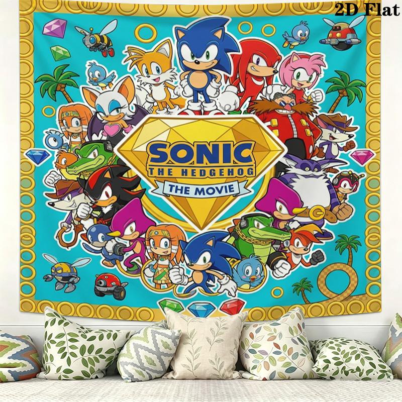 Sonic Hedgehog Wall Tapestry Aesthetic Wall Hanging Printed Fabric Blanket Decorative Tapestries For Bedroom Living Room Home Decor