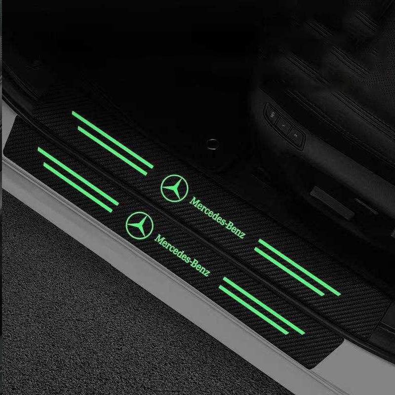 GLC GLB Car Luminous Threshold Protect Auto Emblem Sticker Accessories For Mercedes Benz AMG Brabus Smart Maybach W204 GLC CLA