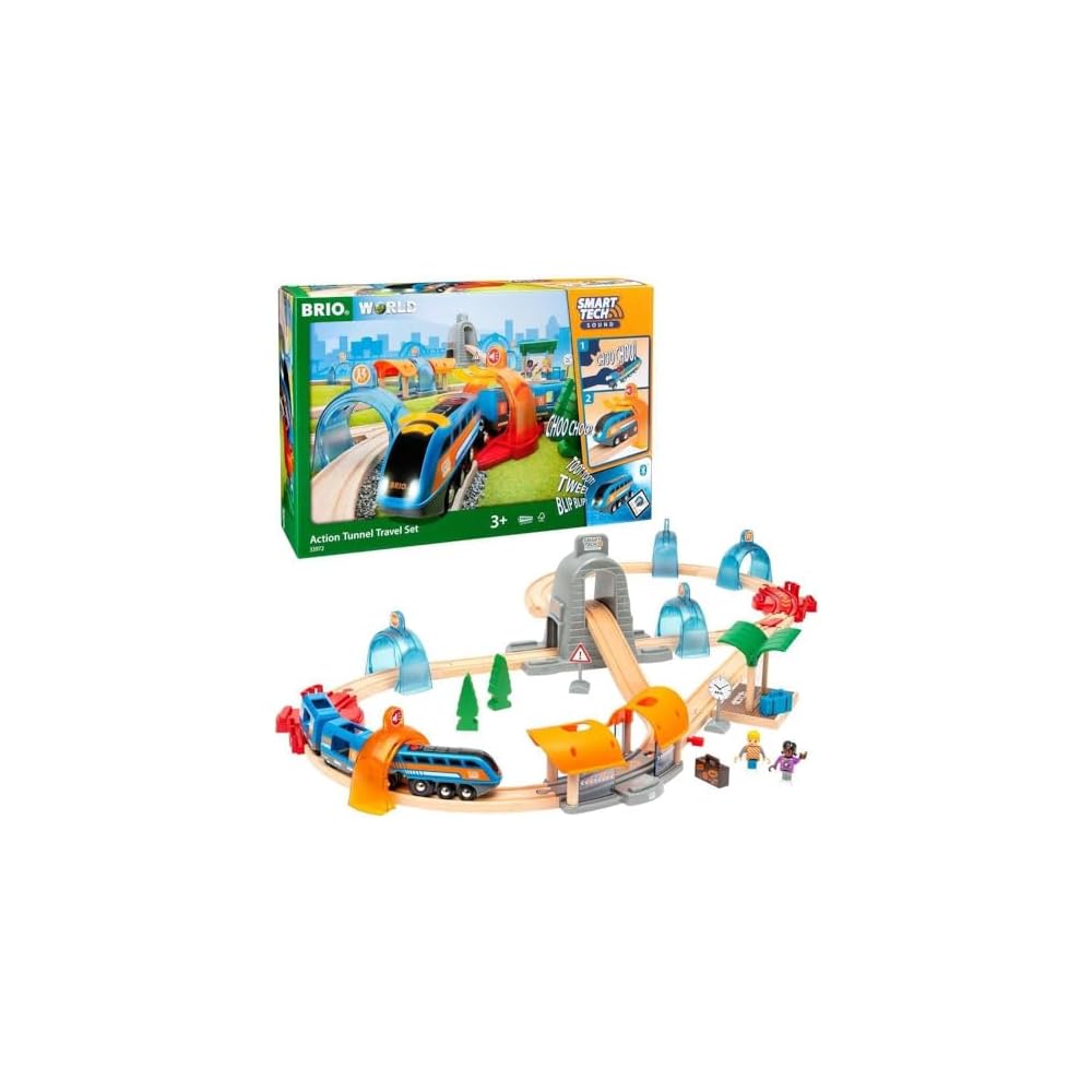 Brio Smart Tech Sound DX Set 37 Pieces Wooden Toy Train Set for Ages 3 and Up