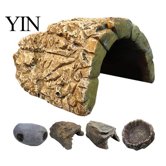 Snake Hiding Spot Reptile Hide Cave, Realistic Rock Look Resin Toad House, Humid Stable Cave Shelter for Frogs, Small Reptiles, Indoor Terrarium,