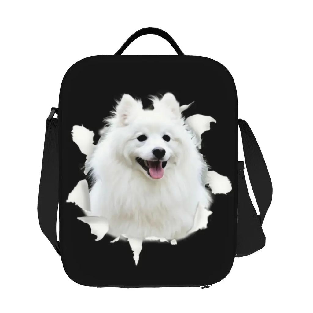 Japanese Spitz Dog Insulated Lunch Bag for Work School Pet Puppy Waterproof Cooler Thermal Bento Box Women Kids