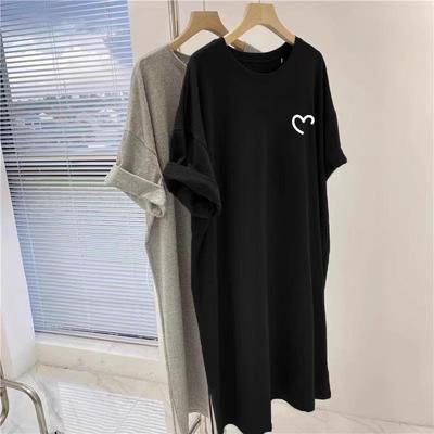 2025 Sommer Damen Casual Übergröße Bauchkaschierendes Überknie Kurzarm T-Shirt Kleid