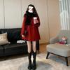 Horn Button Woolen Coat New Year Early Spring Thickened Red Small Medium Length Woolen Coat for Women