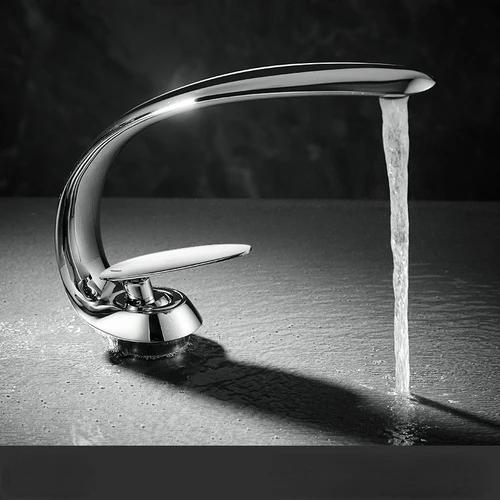 Creative Bathroom Sink Faucet Tap White Brass Wash Basin Faucets Single Handle Hot and Cold Waterfall Modern Elegant Mixer Tap